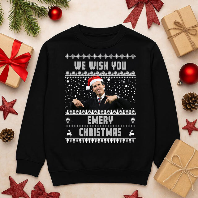 Unai Emery We Wish You Emery Christmas Aston Villa jumper product mockup