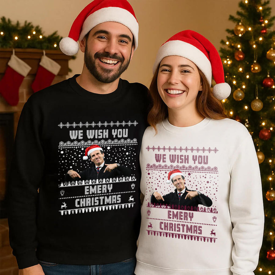 Unai Emery festive Aston Villa Christmas jumper lifestyle mockup
