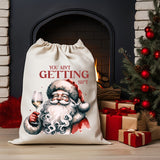 Personalised DTF Printed Christmas Sack - Humorous Santa Design 40cm x 61.5cm