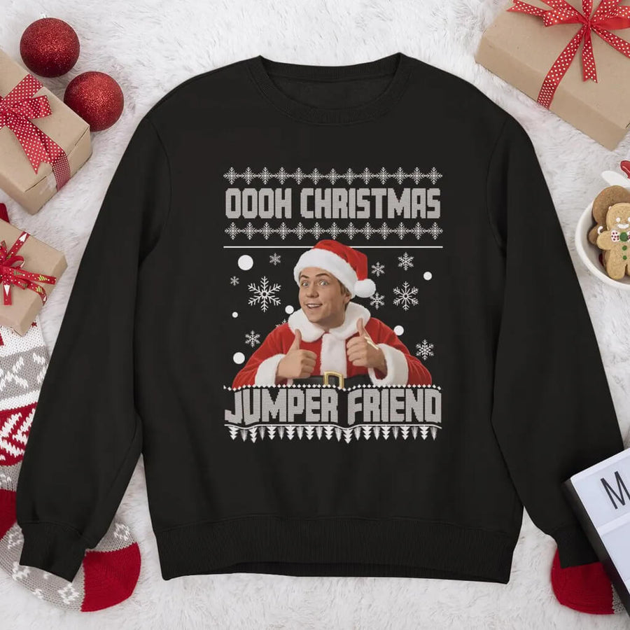 Black Inbetweeners Christmas Jumper Friend funny festive sweatshirt lifestyle image