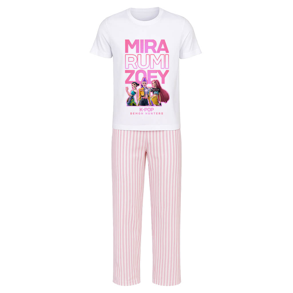 Kids K-POP pyjama set with Rumi Zoey and Mira fan artwork product mockup
