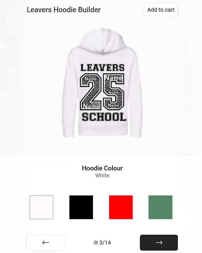 Custom Leavers Hoodie with Cloud Word Art – Personalised with School Badge, Initials & Colours