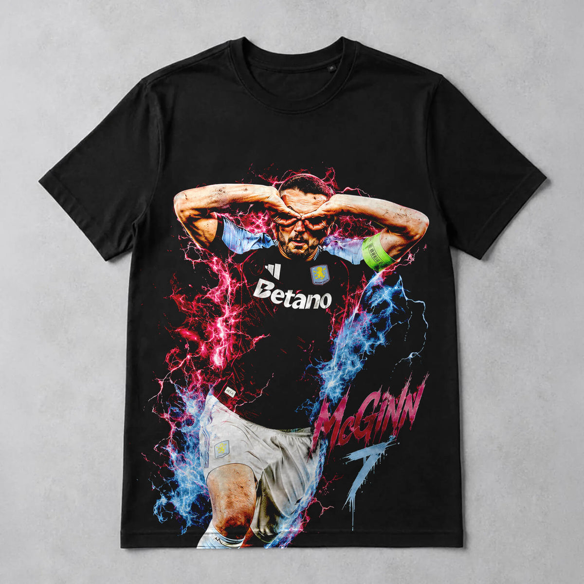 John McGinn Celebration T-Shirt | McGinn 7 Villa Football Fan Shirt | Claret Blue Gift