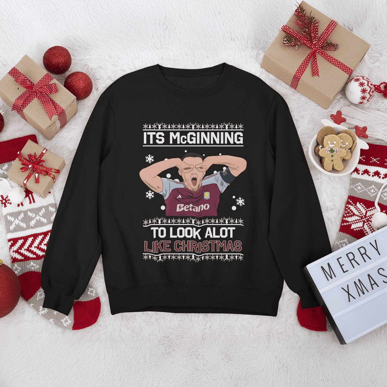 Adults "It's McGinning to Look a Lot Like Christmas" John McGinn Aston Villa Christmas Jumper