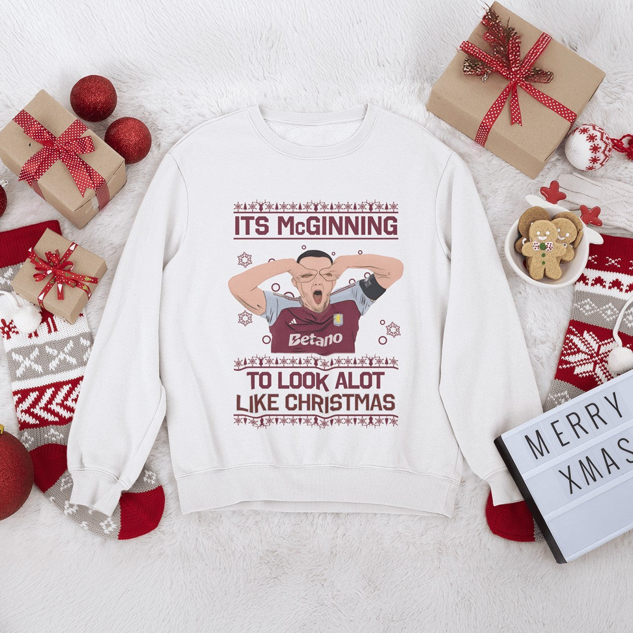 Adults "It's McGinning to Look a Lot Like Christmas" John McGinn Aston Villa Christmas Jumper