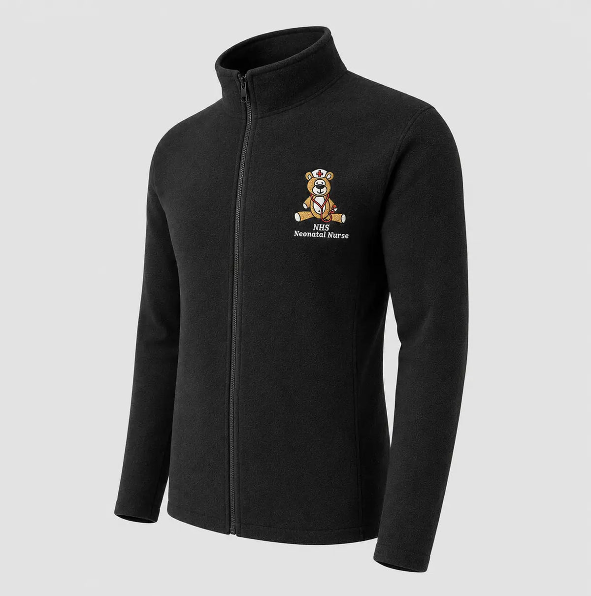 NHS Neonatal Nurse Fleece with Teddy Design — Black