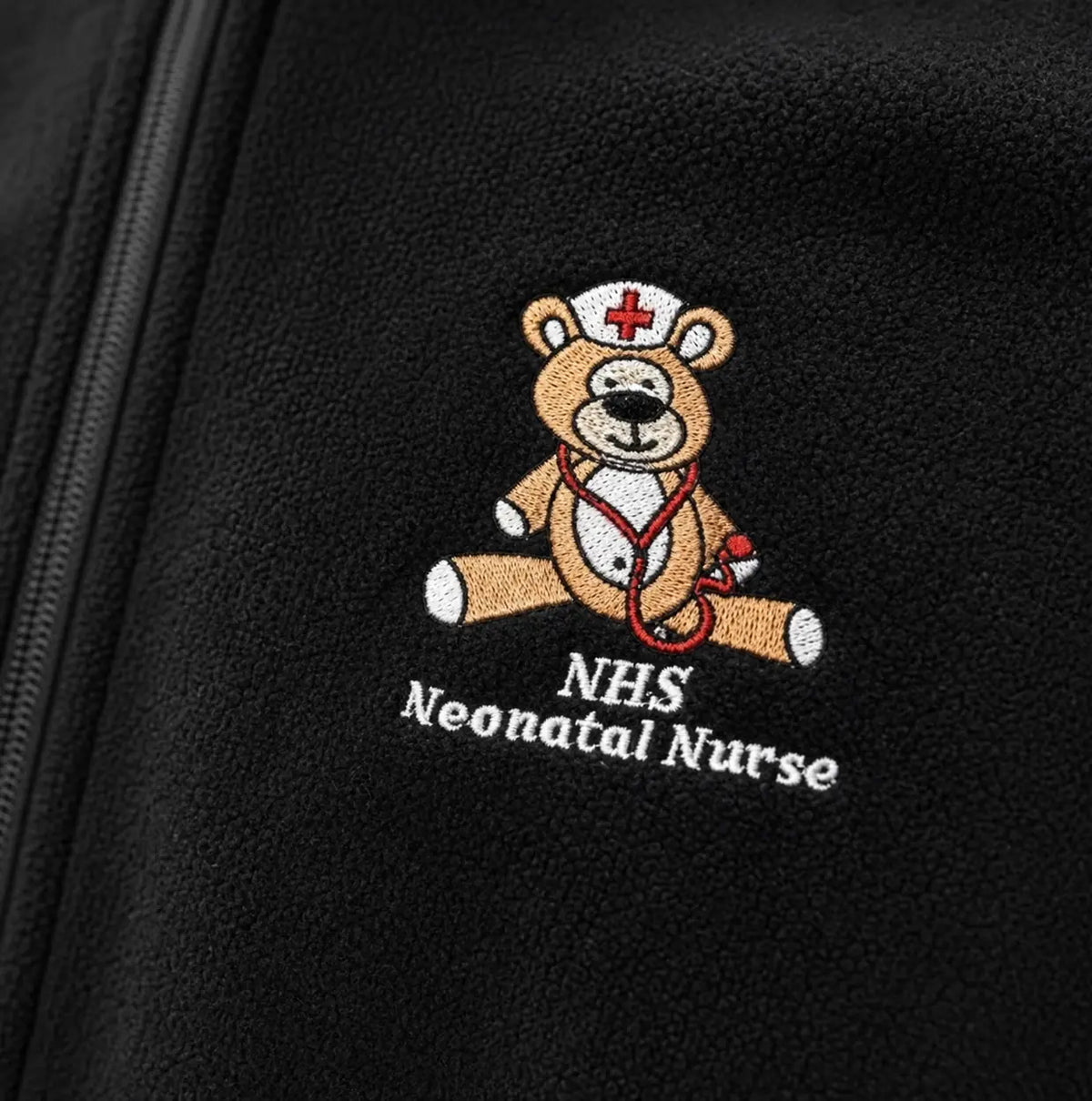 NHS Neonatal Nurse Fleece with Teddy Design — Black