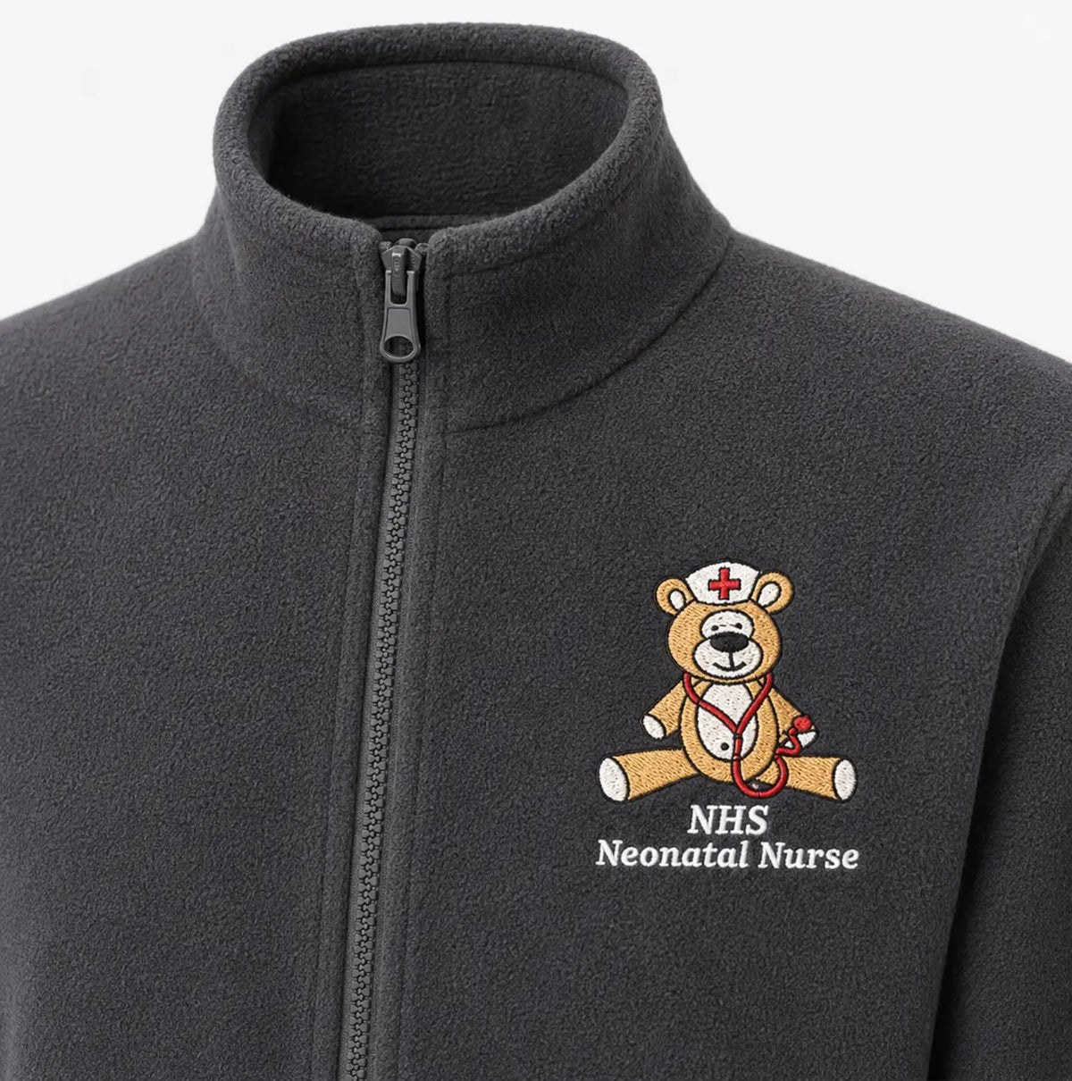 NHS Neonatal Nurse Fleece with Teddy Design — Dark Grey