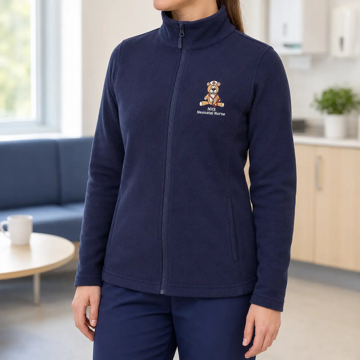 NHS Neonatal Nurse Fleece with Teddy Design — Navy