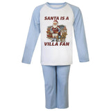 Santa Is a Villa Fan Kids Christmas Pyjama Set – Light Blue & White