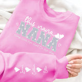 This Nana Wears Her Heart On Her Sleeve Jumper – Perfect Custom DTF Printed Mother’s Day Gift