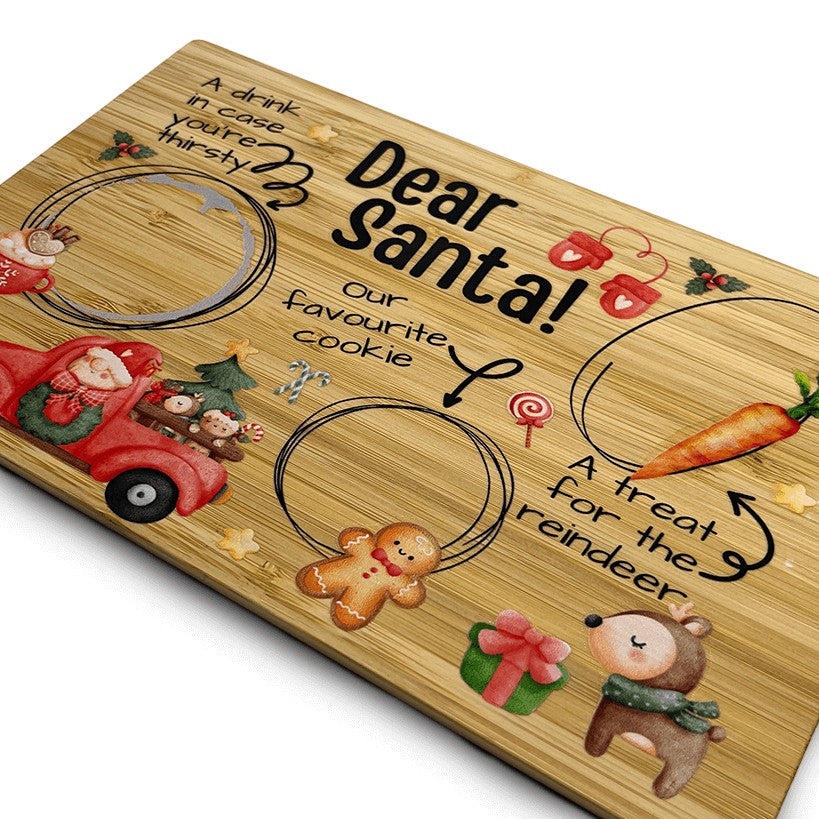 Dear Santa Snack Board – Bamboo Christmas Serving Tray