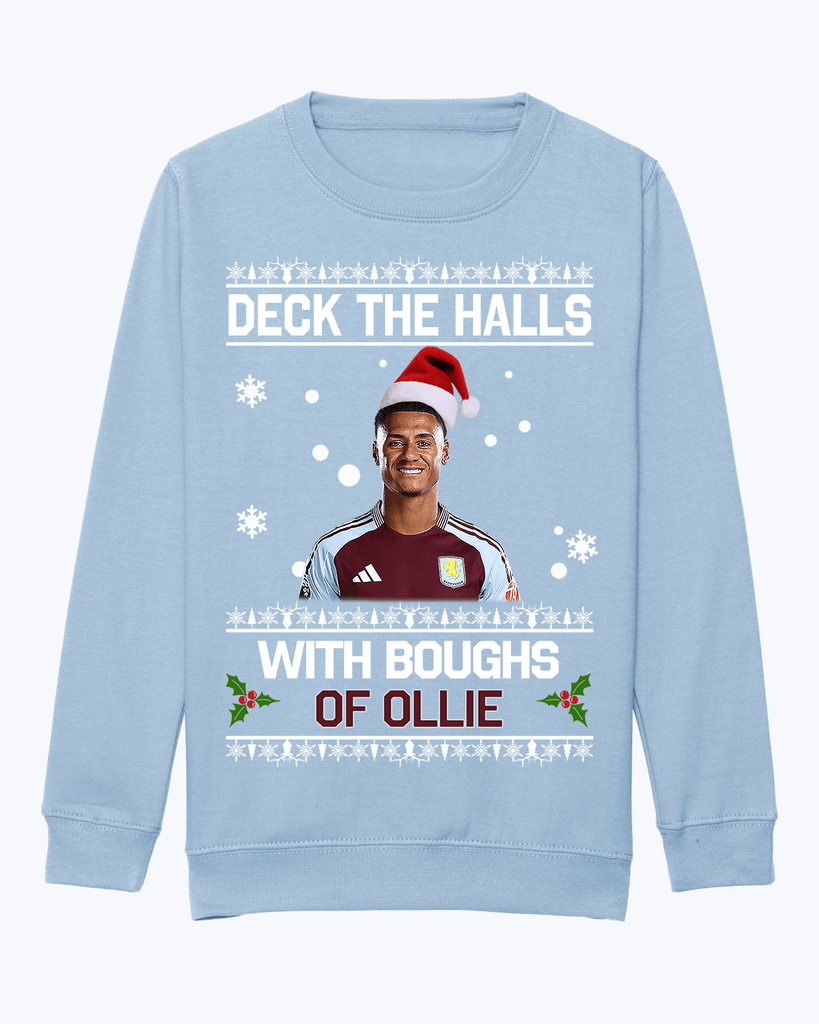 "Deck the Halls with Boughs of Ollie" Ollie Watkins Aston Villa | Kids Jumper | Children's Jumper