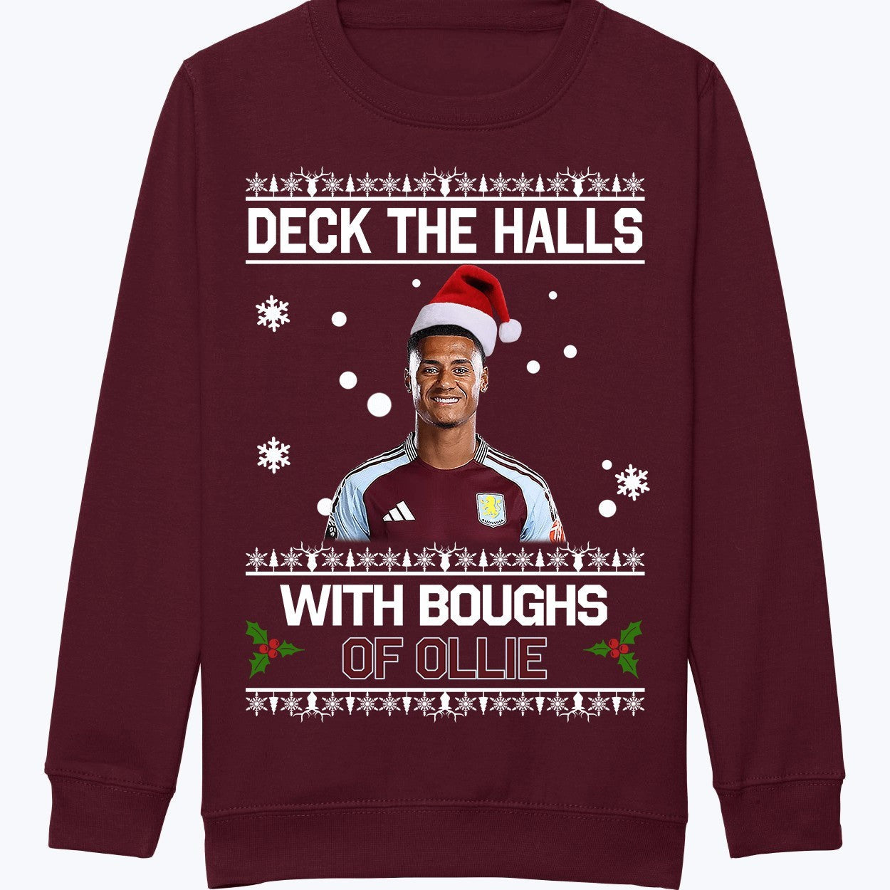 "Deck the Halls with Boughs of Ollie" Ollie Watkins Aston Villa | Kids Jumper | Children's Jumper