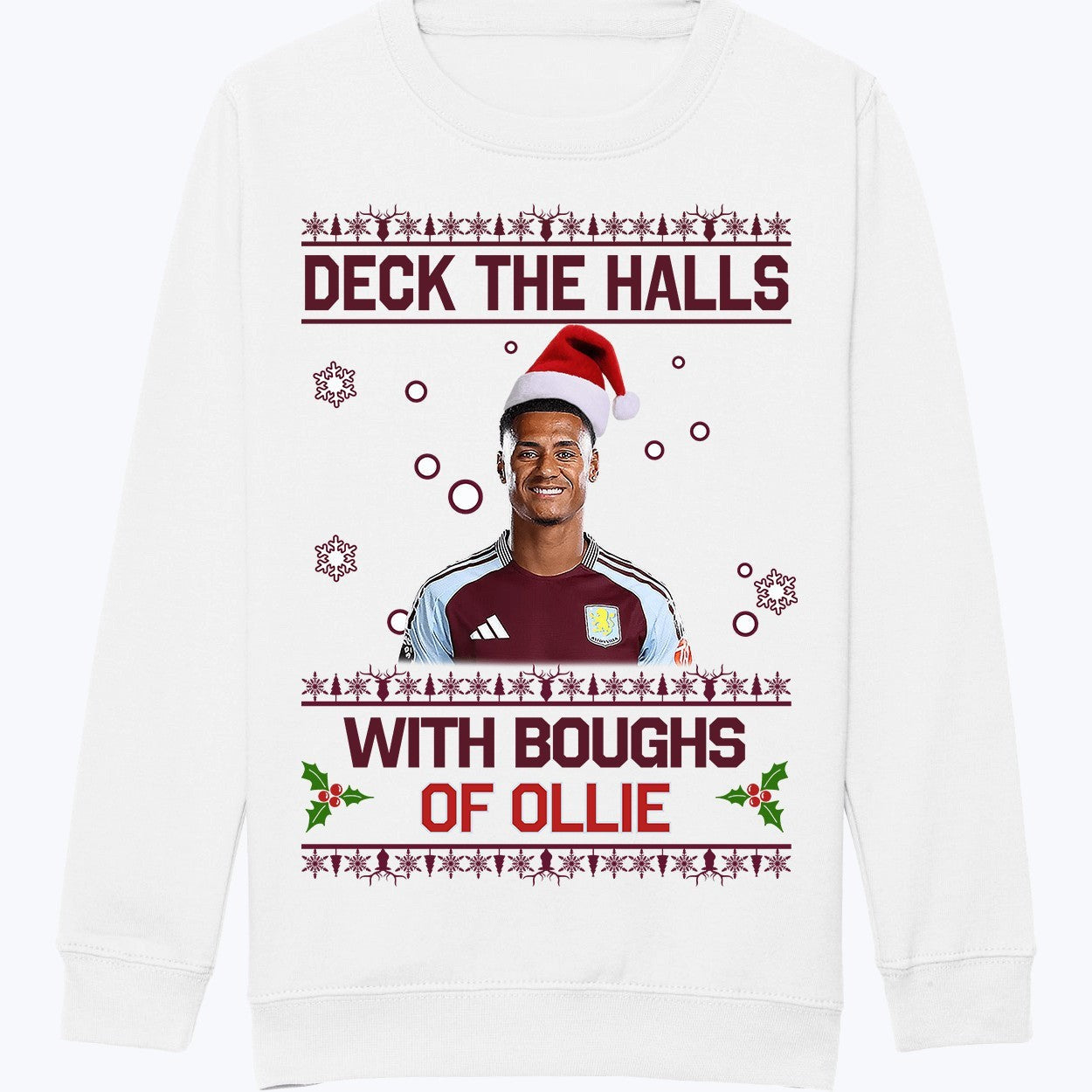 "Deck the Halls with Boughs of Ollie" Ollie Watkins Aston Villa | Kids Jumper | Children's Jumper