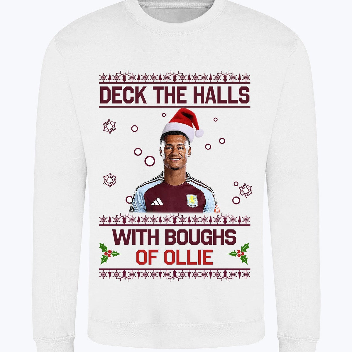 "Deck the Halls with Boughs of Ollie" Ollie Watkins Crew Neck Christmas Jumper