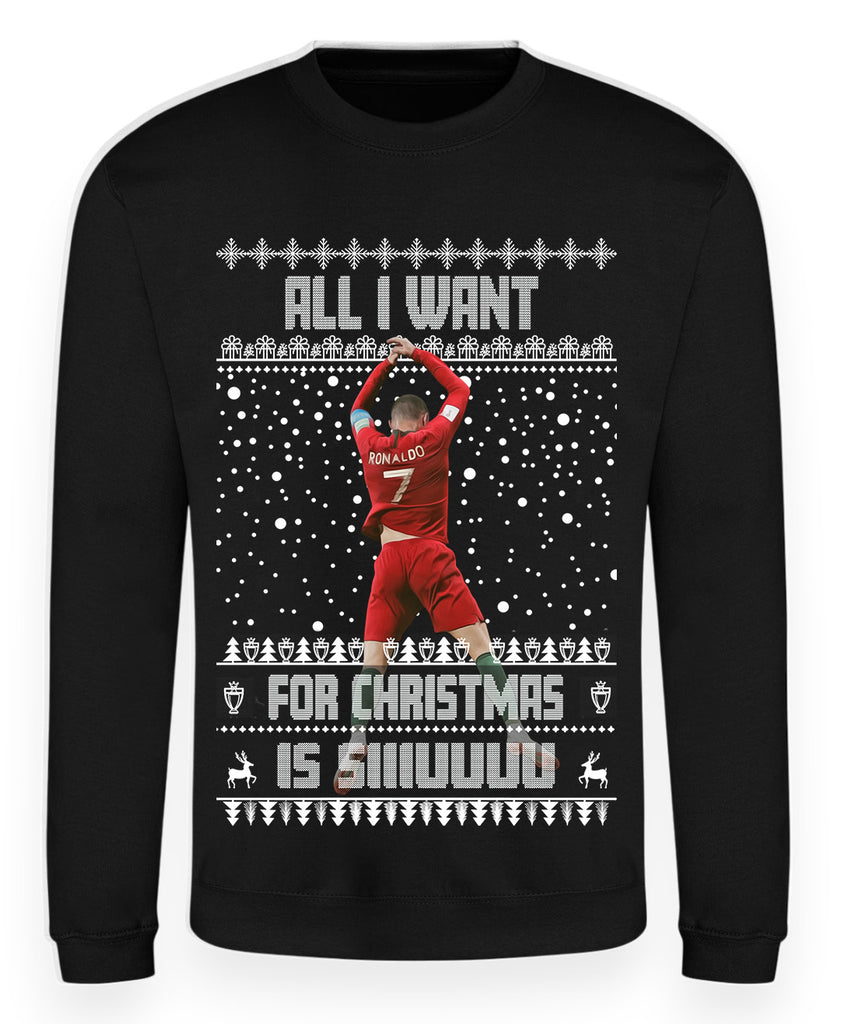 Cristiano Ronaldo Christmas Jumper "All I want For Christmas is SIIIUUUU" - Festive Football Jumper