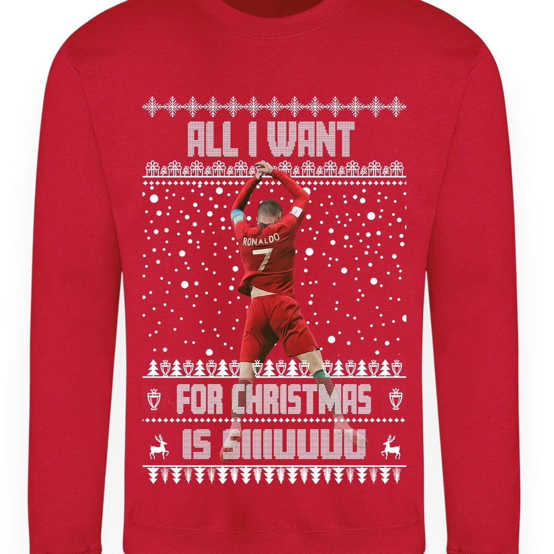 Cristiano Ronaldo Christmas Jumper "All I want For Christmas is SIIIUUUU" - Festive Football Jumper