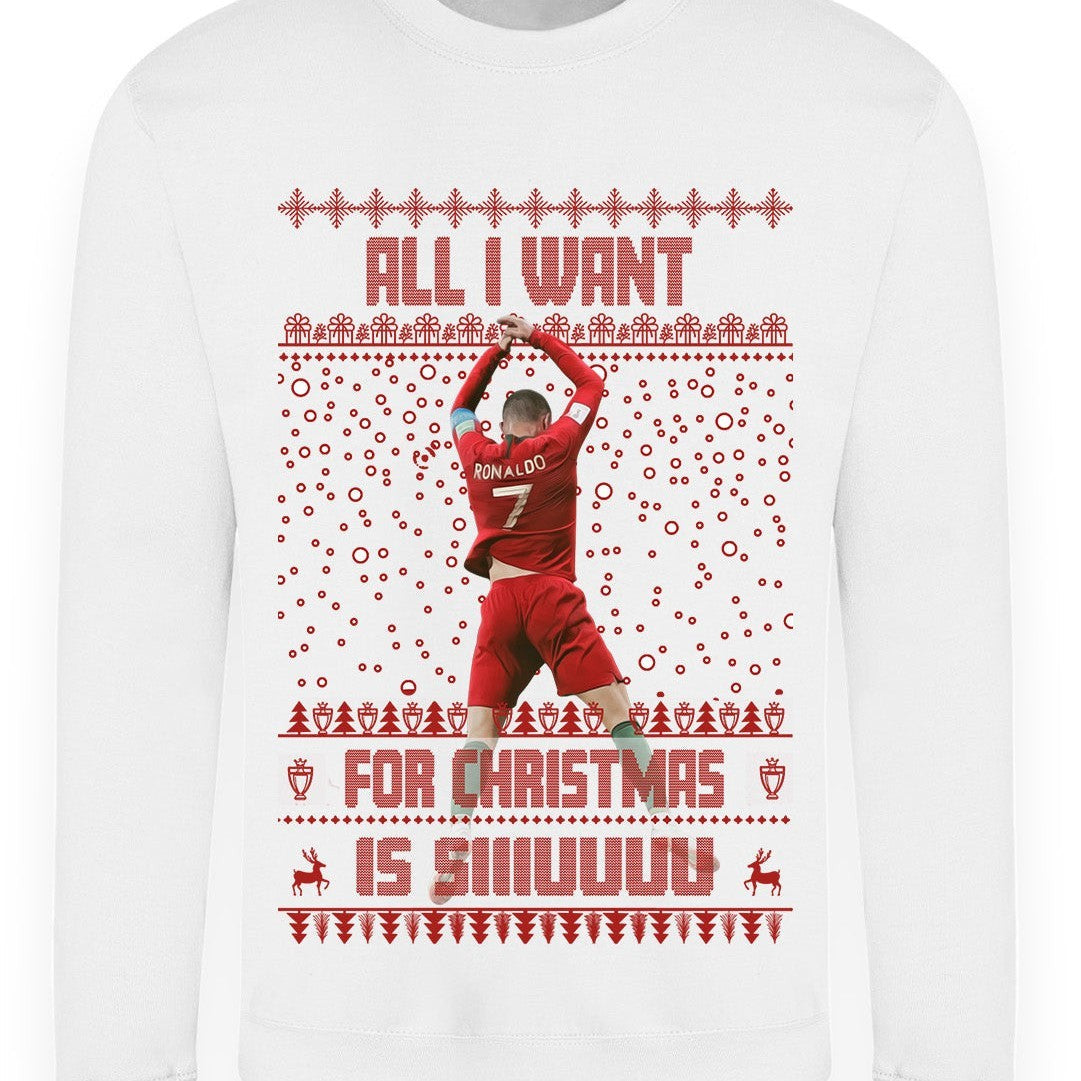 Cristiano Ronaldo Christmas Jumper "All I want For Christmas is SIIIUUUU" - Festive Football Jumper