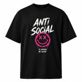 Anti Social graphic T-shirt in black – folded product mockup