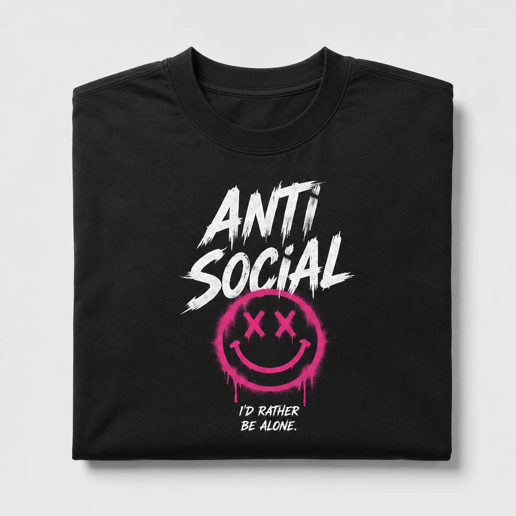 Anti Social graphic T-shirt in black – front product mockup