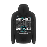 Black hoodie, back view with large ANT12 print