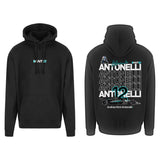 Black hoodie, front and back