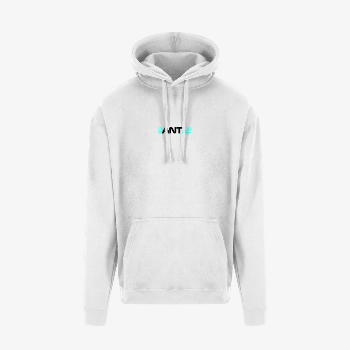 White hoodie, front view with ANT12 chest logo