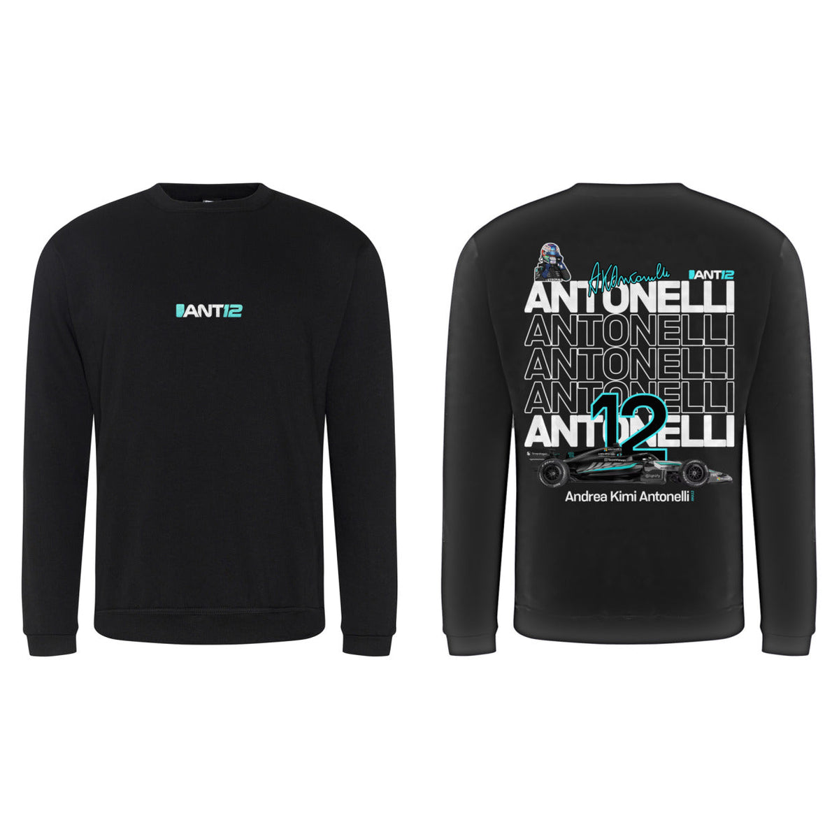 Black jumper, front and back