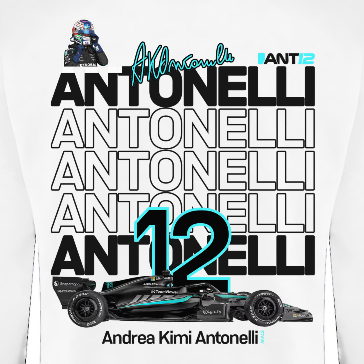 White jumper, ANT12 back print close-up