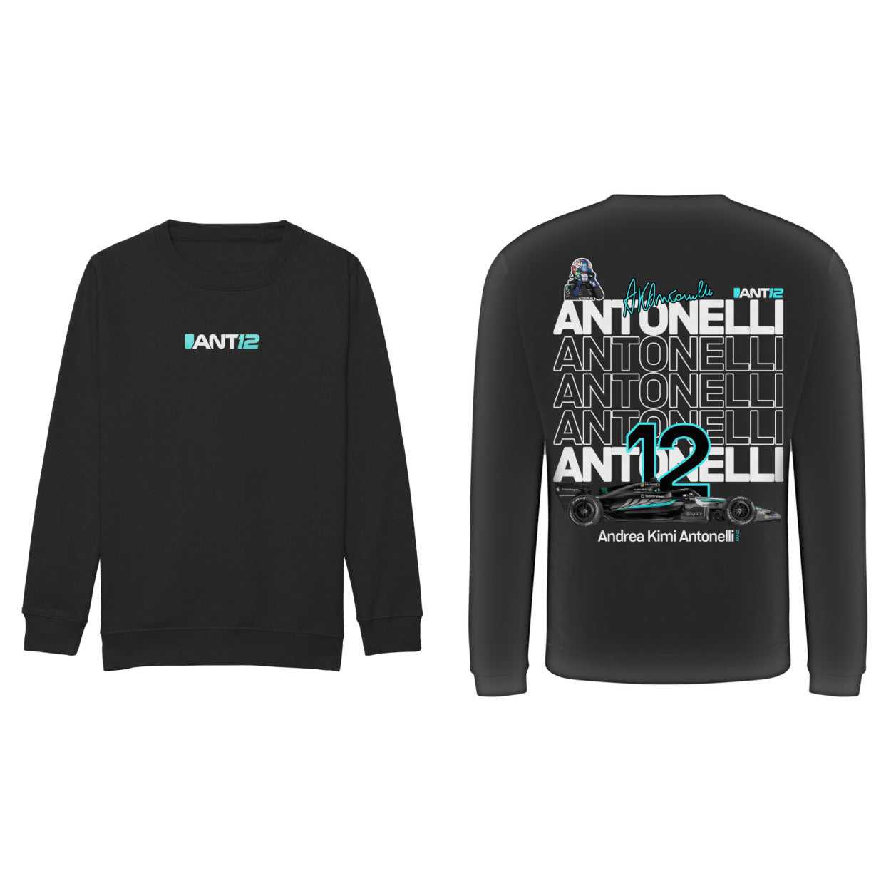 Black kids jumper, front and back
