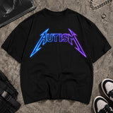 Autism neon graphic black T-shirt premium flat lay mockup