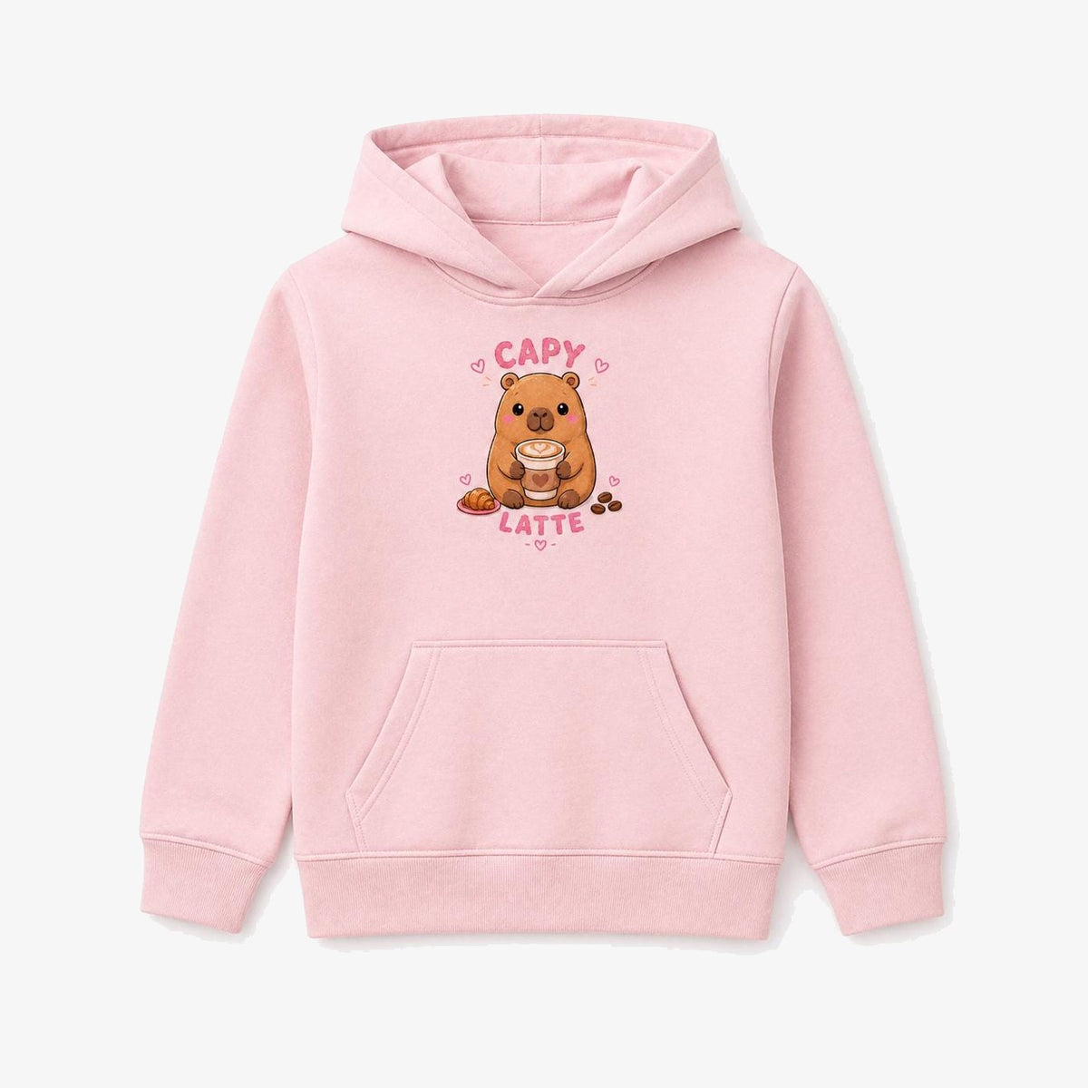 Baby Pink hoodie — Capy Latte Capybara Hoodie, Cute Coffee Hoodie, Kawaii Capybara Hoodie, Caffeine Lover Gift, Adult & Kids Cosy Hoodie