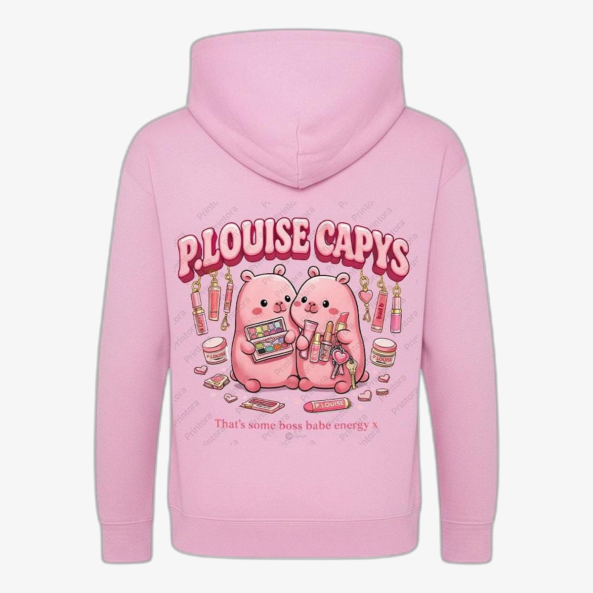 Baby Pink hoodie — Makeup Capybara Kids Hoodie | Cute Beauty Graphic Sweatshirt