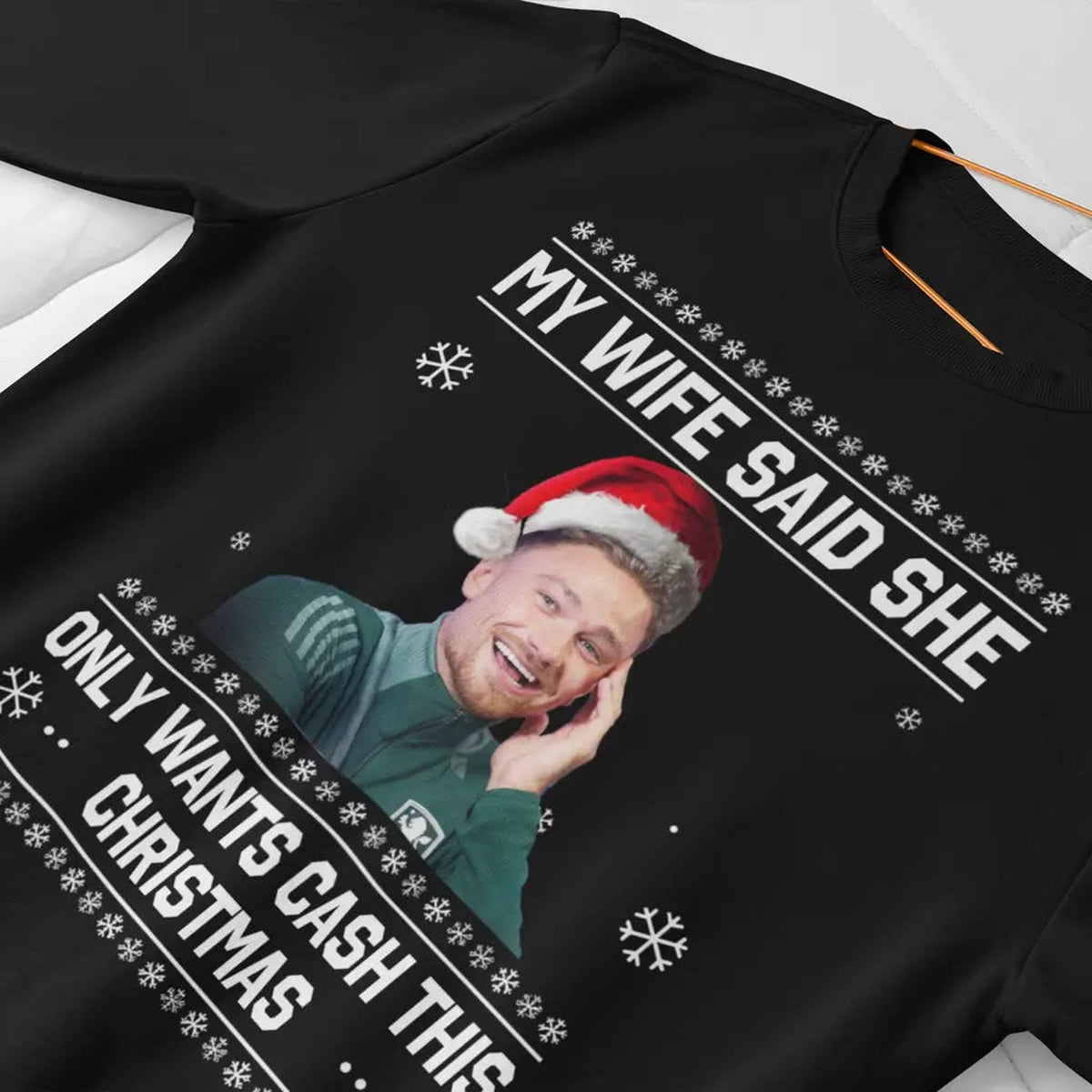 Black jumper — Matty Cash AVFC Christmas Jumper - "My Wife Said She Only Wants Cash This Christmas"