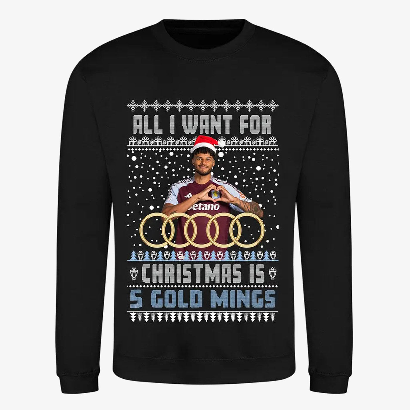Black jumper — Tyrone Mings AVFC Christmas Jumper - "All I Want For Christmas Is 5 Gold Mings"