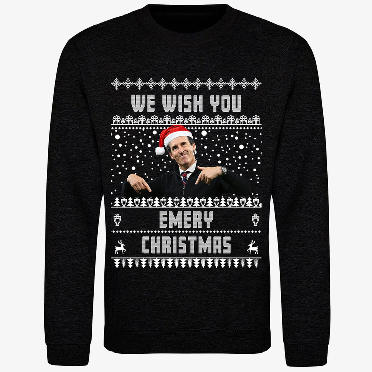 Black jumper — Unai Emery “We Wish You Emery Christmas” Aston Villa Christmas Jumper