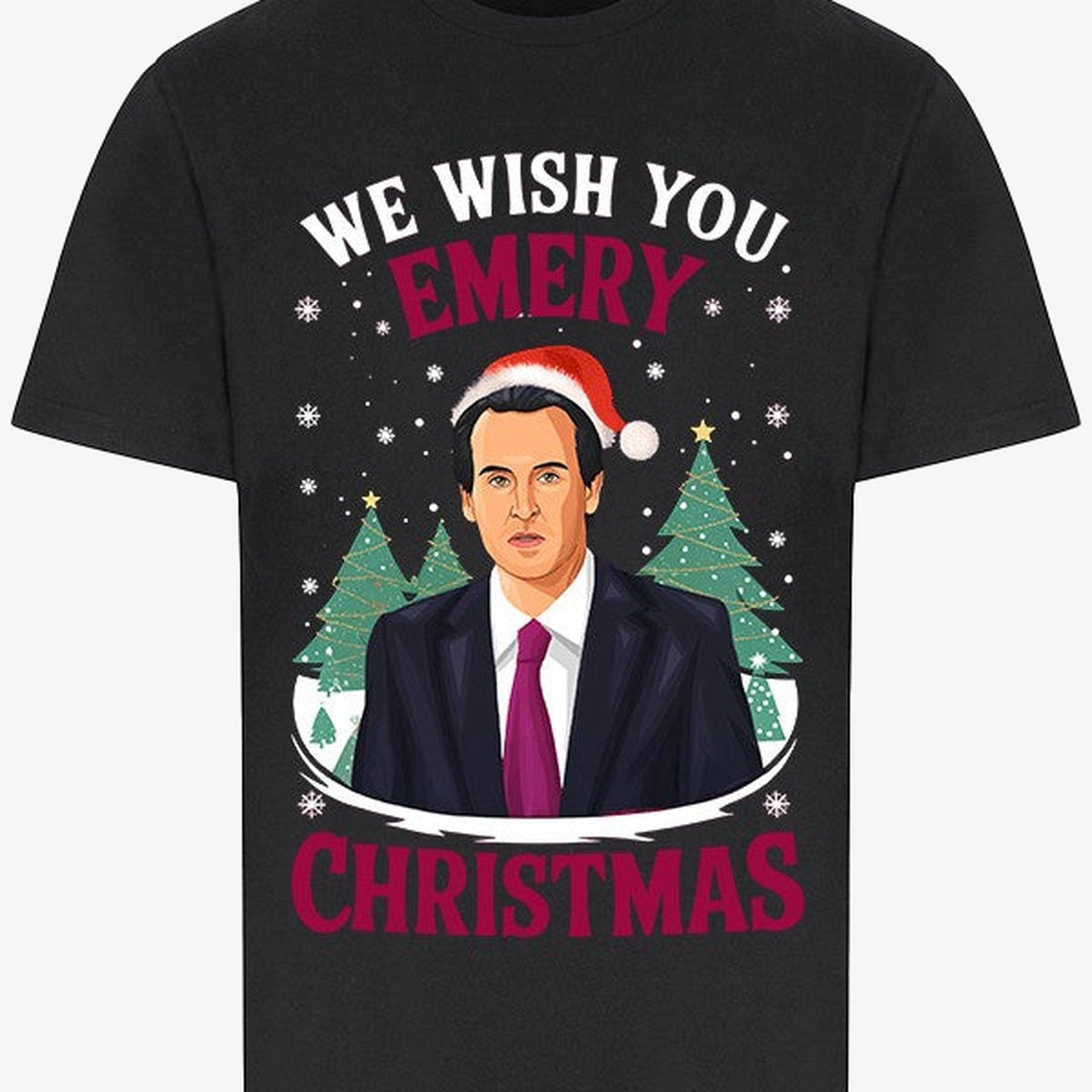 Black tshirt — "We Wish You Emery Christmas" Unai Emery Christmas T-Shirt – Black or White