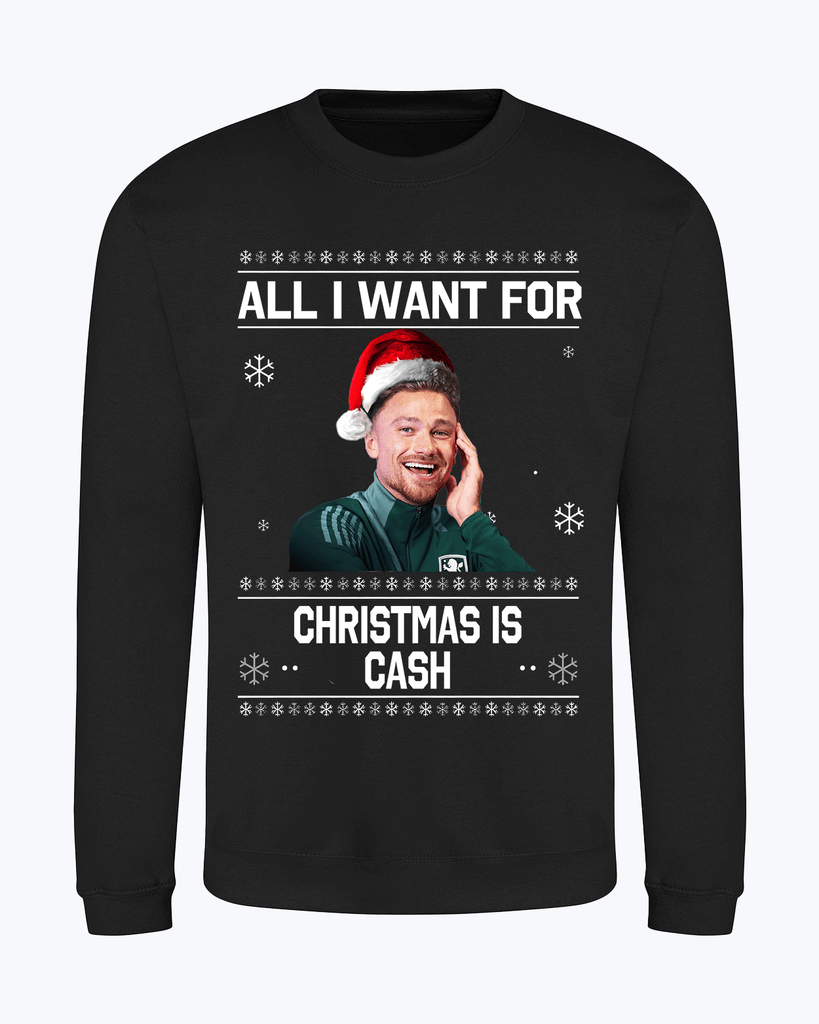 "All I Want for Christmas is Cash" Matty Cash Funny Crew Neck Christmas Jumper