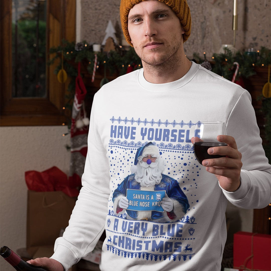 White Birmingham City Very Blue Christmas football jumper