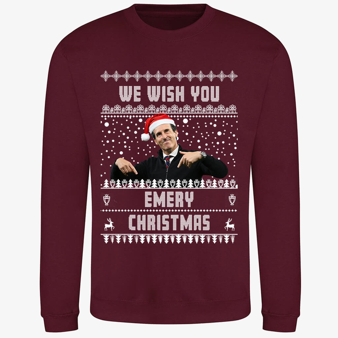 Burgundy jumper — Unai Emery “We Wish You Emery Christmas” Aston Villa Christmas Jumper