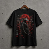 Bushido Samurai black graphic T-shirt hanging mockup