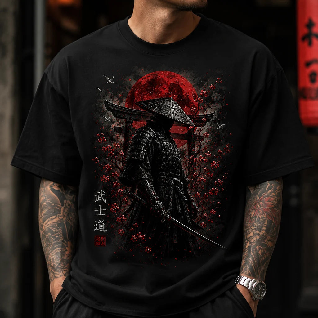 Bushido Samurai black graphic T-shirt urban lifestyle mockup