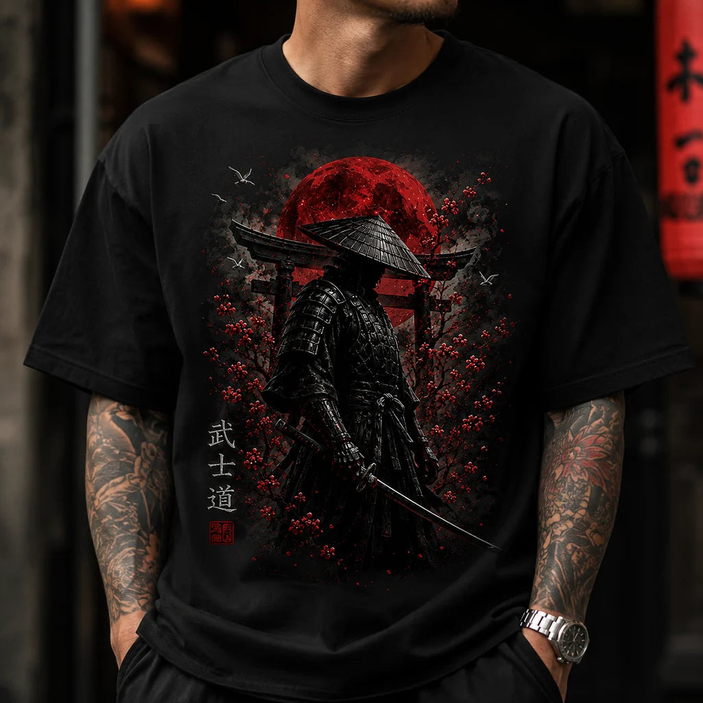 Bushido Samurai black graphic T-shirt urban lifestyle mockup