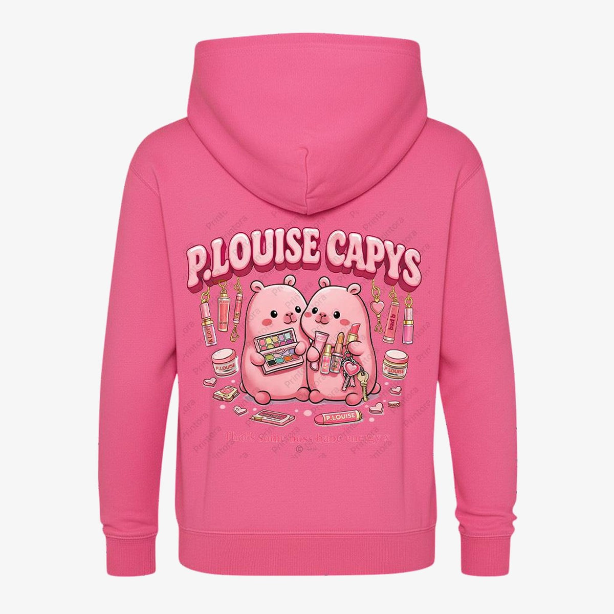 Candyfloss Pink hoodie — Makeup Capybara Kids Hoodie | Cute Beauty Graphic Sweatshirt