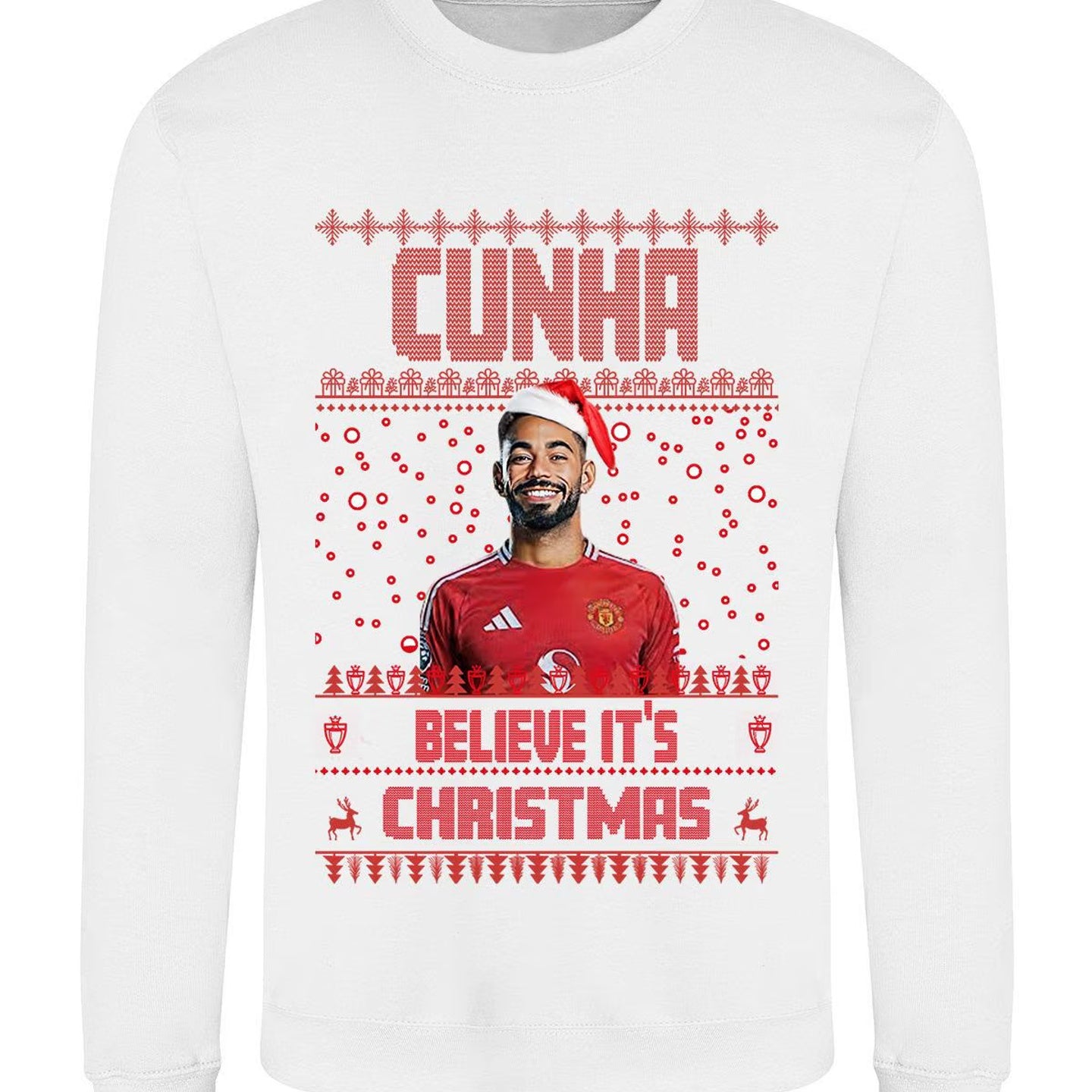 Matheus Cunha Christmas Jumper "Cunha Believe It's Christmas" - Manchester United Fan Gift