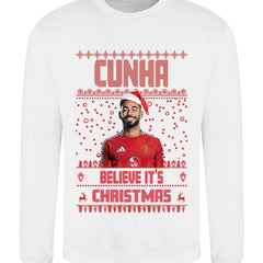 Matheus Cunha Christmas Jumper "Cunha Believe It's Christmas" - Manchester United Fan Gift