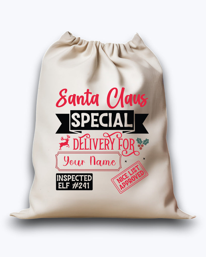 Personalised DTF Printed Christmas Sack - Christmas Express Design 40cm x 61.5cm