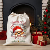 Personalised DTF Printed Christmas Sack - Puppy Design 40cm x 61.5cm
