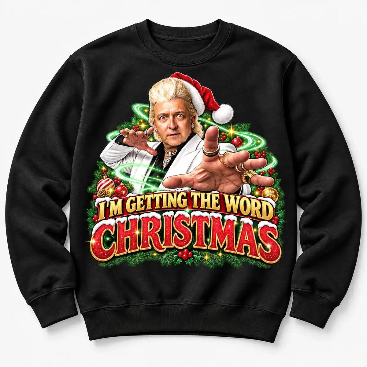 Black Clinton Baptiste Christmas jumper mockup